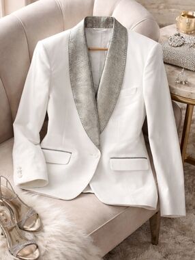 Vineyard Vines White Blazer Metallic Silver Shawl Collar Women’s Small NWOT